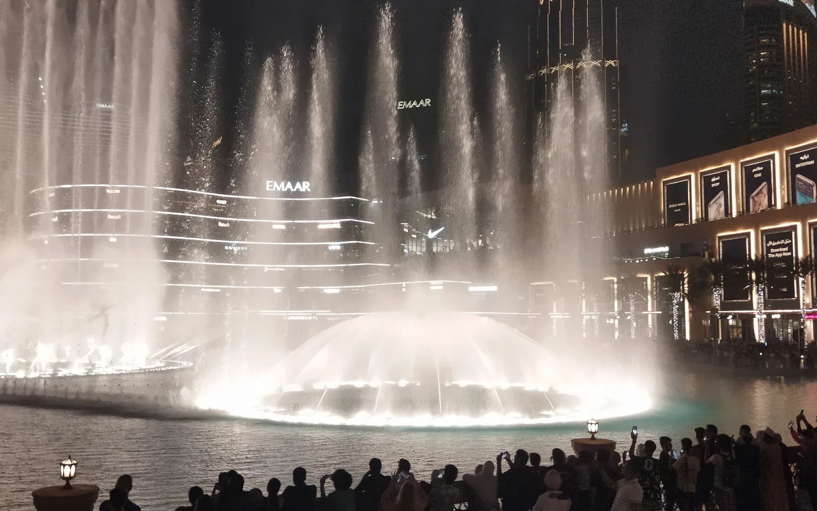 The Dubai Fountain show at night, UAE — photo by goFLY founder Mahabub Alam Razu