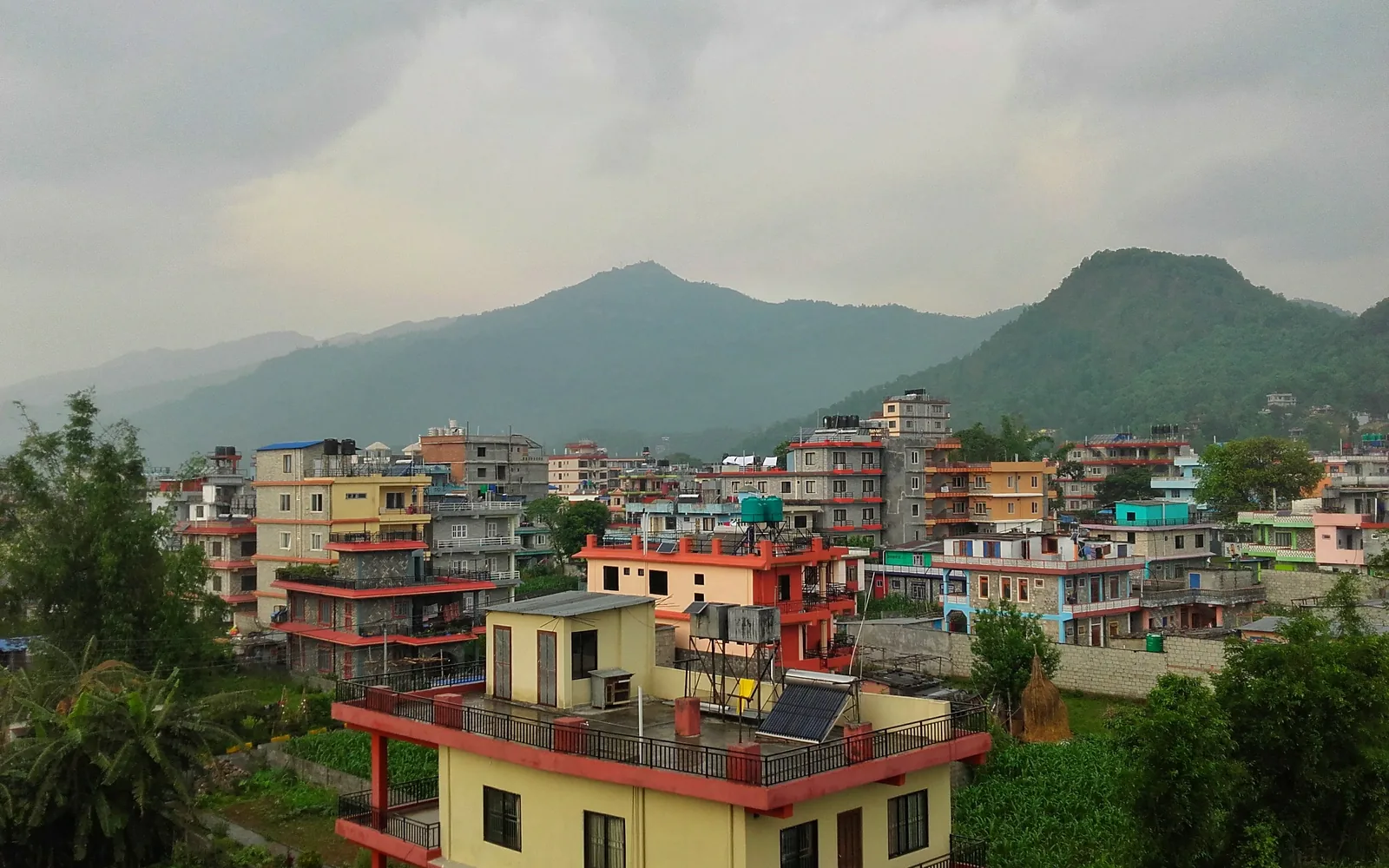 Pokhara town and green hills, Nepal