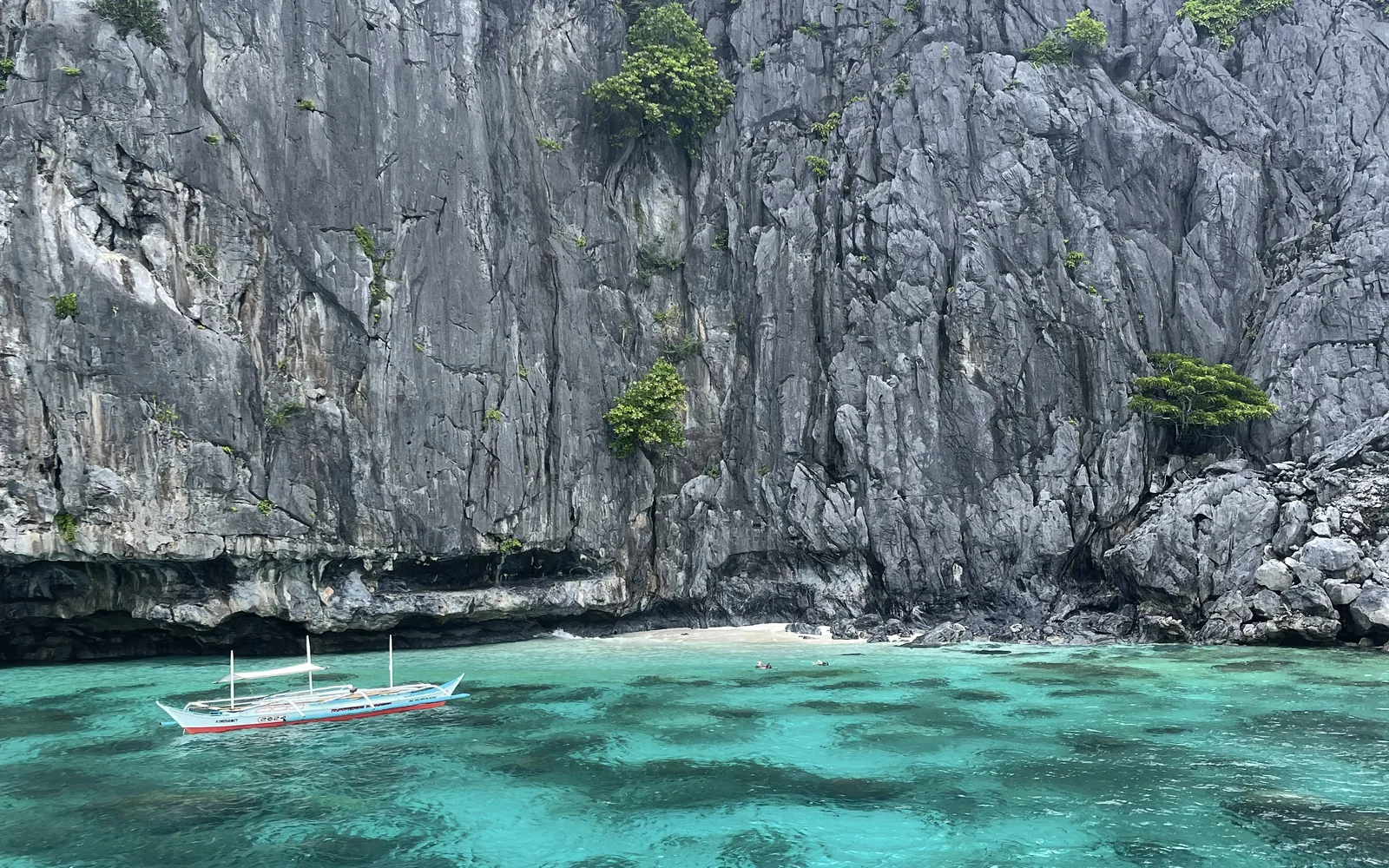 Clear water and sheer karst walls at El Nido's Small Lagoon, Palawan, Philippines — photo by goFLY founder Mahabub Alam Razu, August 2024