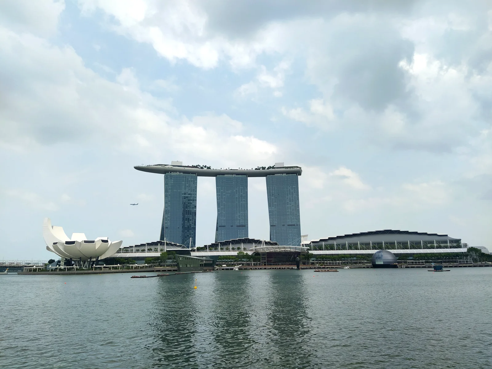Marina Bay Sands and the Singapore skyline across the bay — photographed by the goFLY team during our Singapore tour