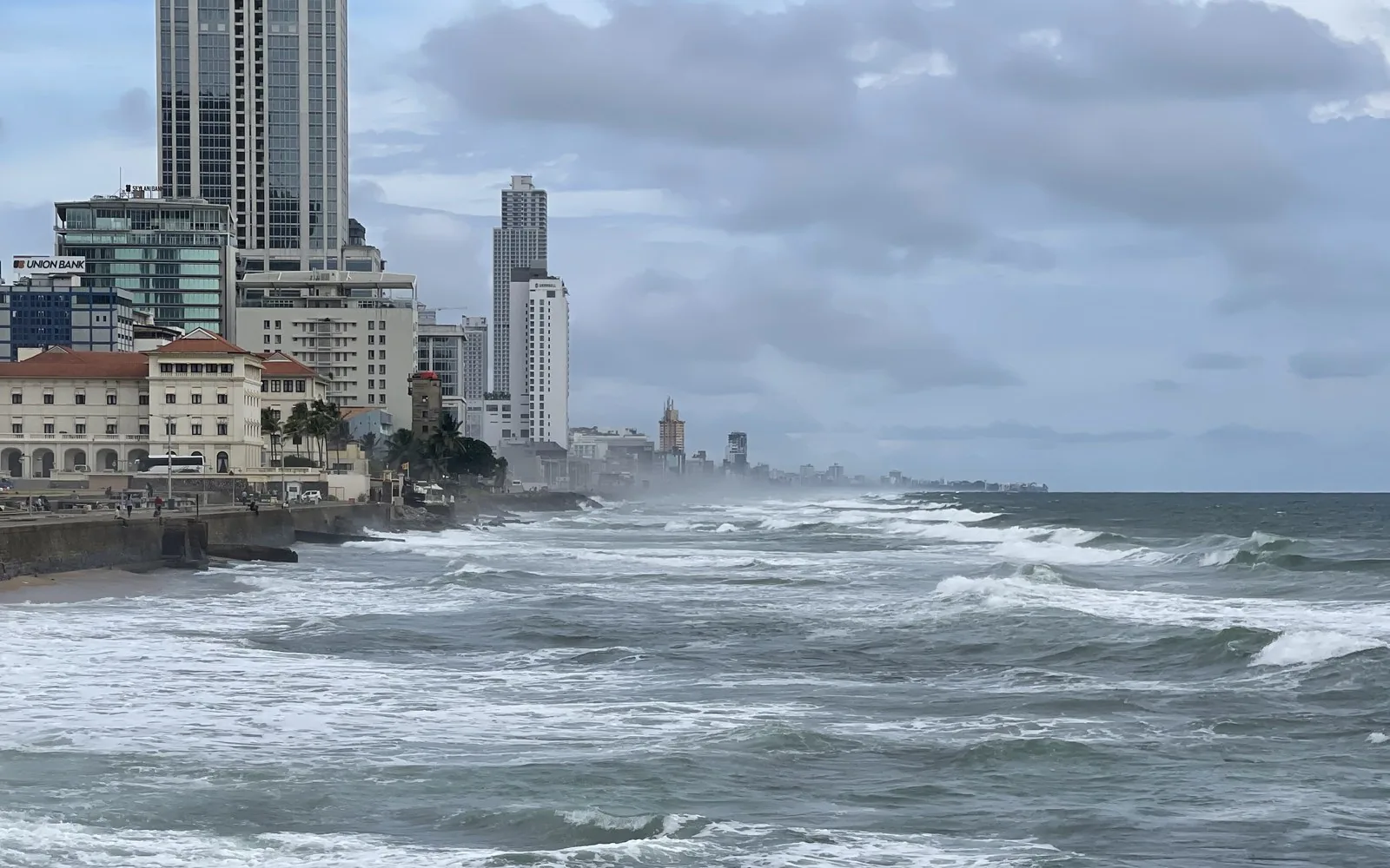 Colombo seafront skyline and surf, Sri Lanka — photo by goFLY founder Mahabub Alam Razu