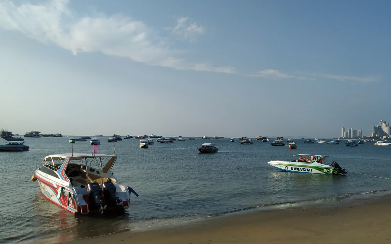 Pattaya Beach with the city skyline, Thailand — photo by goFLY founder Mahabub Alam Razu