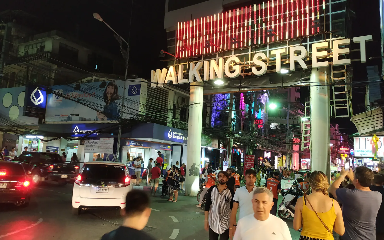 The neon entrance to Pattaya's Walking Street, Thailand — photo by goFLY founder Mahabub Alam Razu