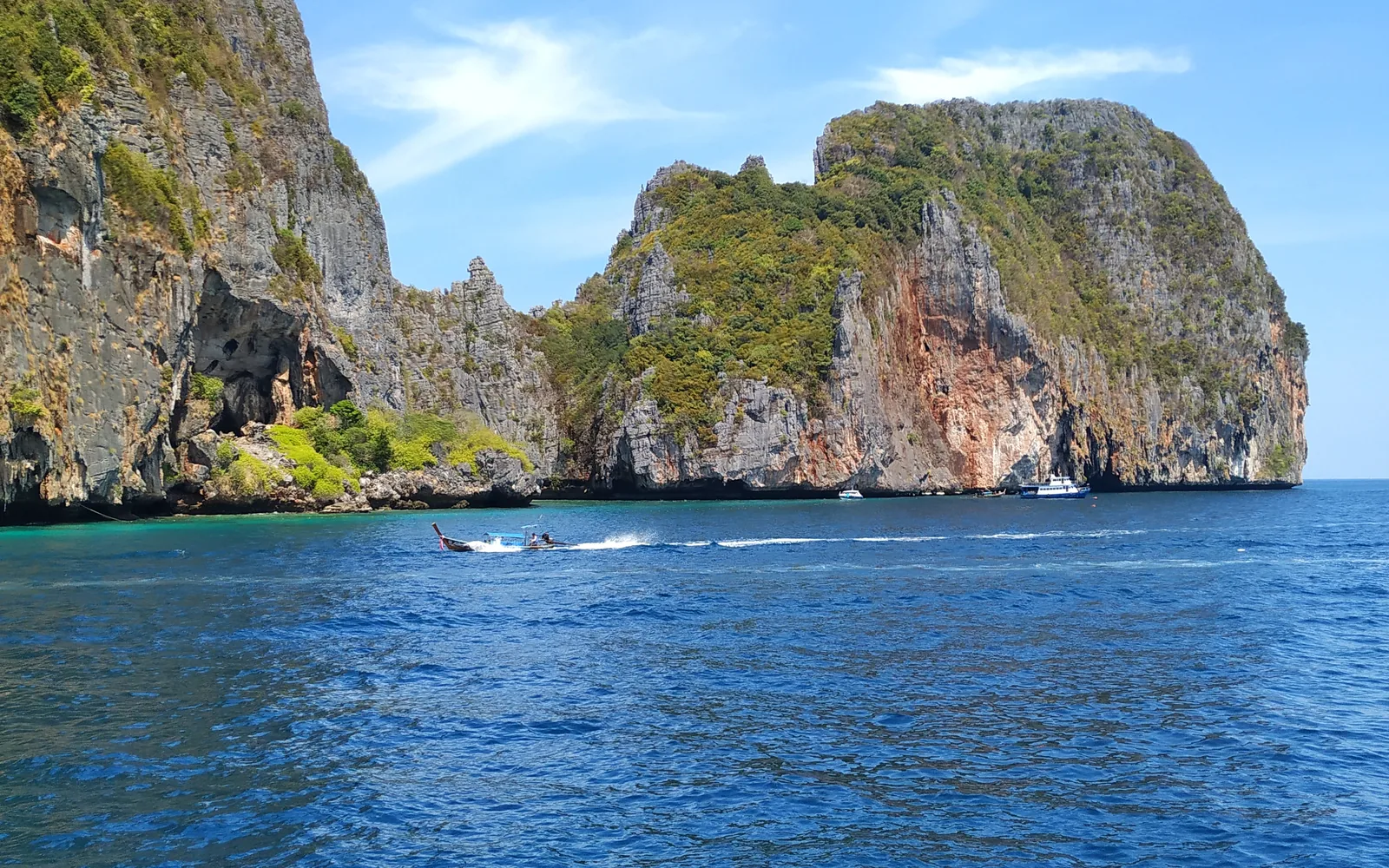 Limestone karst islands in turquoise water, Phi Phi, Thailand — photo by goFLY founder Mahabub Alam Razu