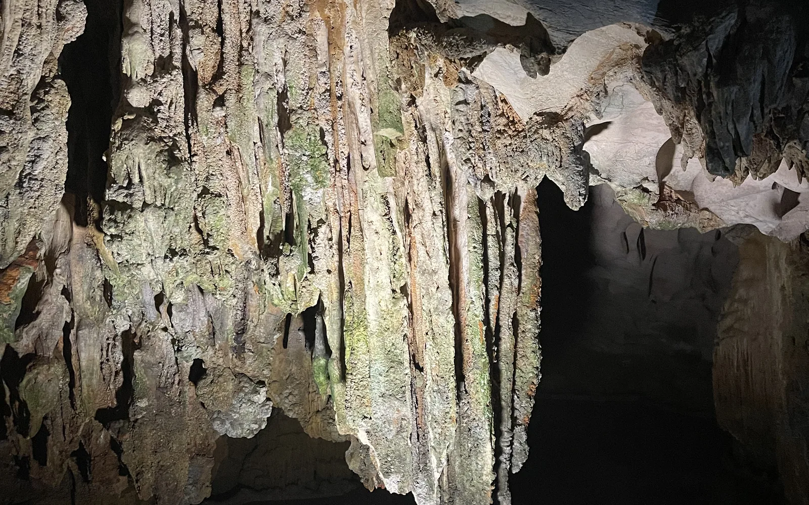 Limestone stalactite formations inside a Halong Bay cave, Vietnam — photo by goFLY founder Mahabub Alam Razu, August 2024