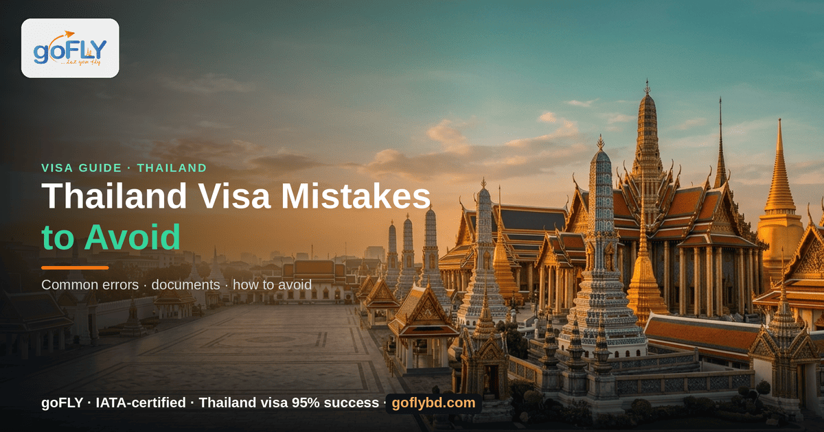 Mistakes to Avoid Applying for Thailand Visa — Grand Palace and Wat Phra Kaew, Bangkok at sunset, goFLY Limited IATA-certified