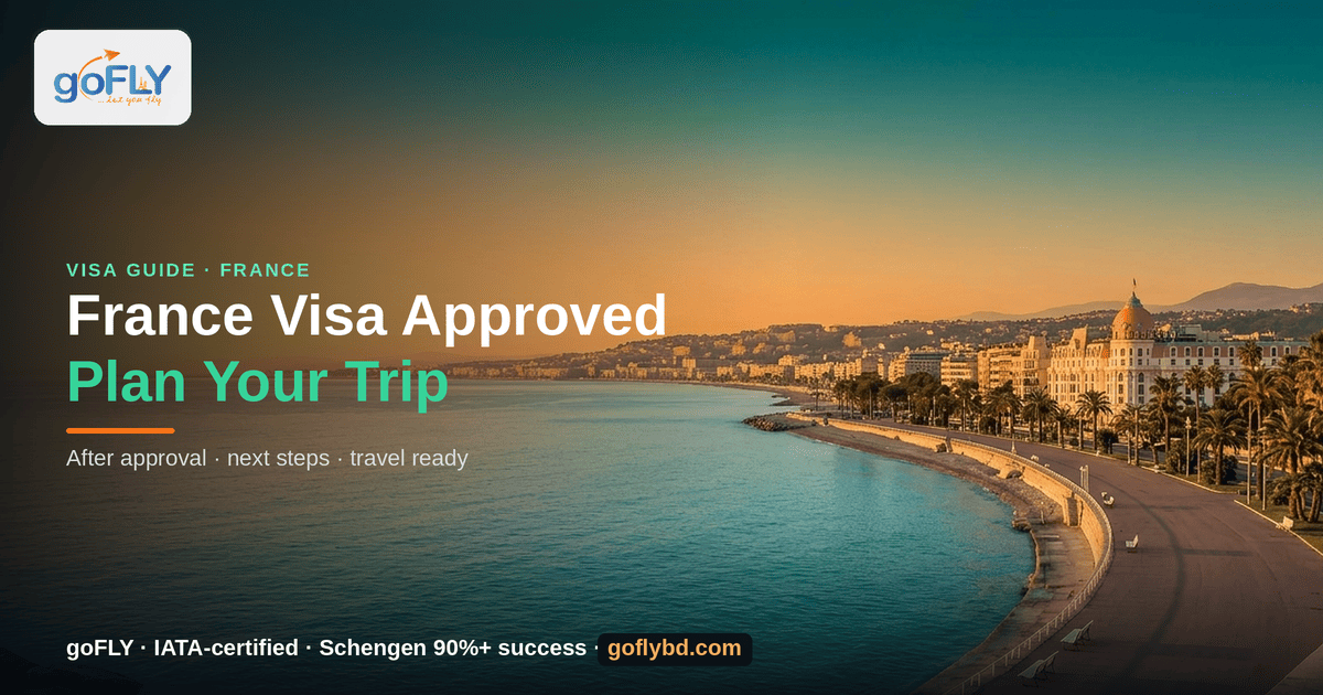 After France Visa Approval, Easy Steps for Your Trip — French Riviera, Nice at sunset, goFLY Limited IATA-certified