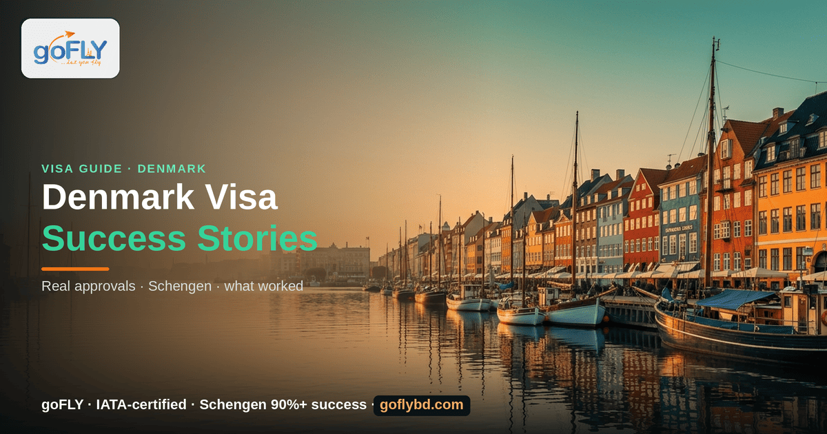 Denmark Visa Success Stories for Bangladeshi Applicants — Nyhavn harbour, Copenhagen at sunset, goFLY Limited IATA-certified