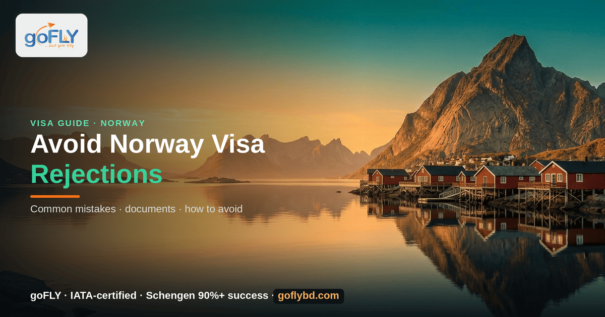 How to Avoid Common Norway Visa Rejections — Reine, Lofoten Islands at golden hour, goFLY Limited IATA-certified