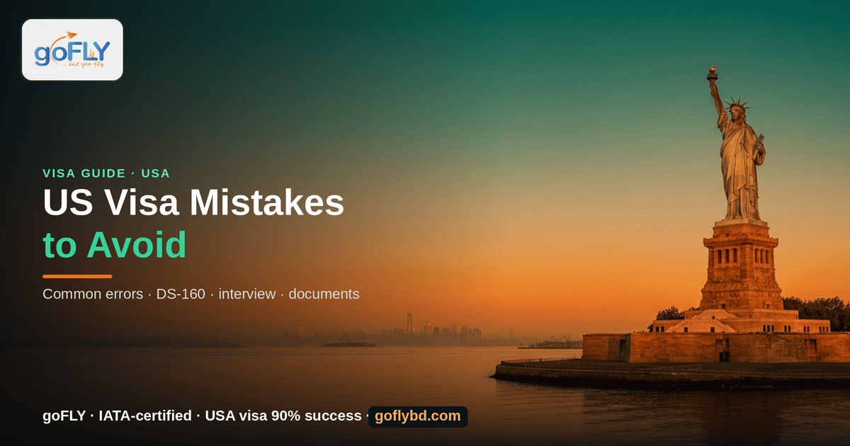 Mistakes to Avoid When Applying for a US Visa — Statue of Liberty, New York at sunset, goFLY Limited IATA-certified