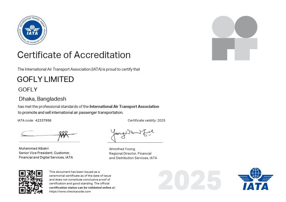 goFLY IATA Accreditation Certificate