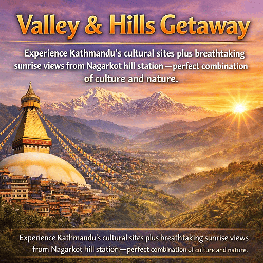 Nagarkot sunrise panorama with snow-capped Himalayan mountain range