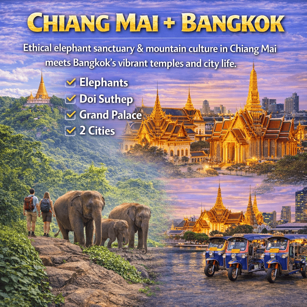Chiang Mai Bangkok Tour Package 6N7D - Elephant Sanctuary Doi Suthep Grand Palace Thailand
