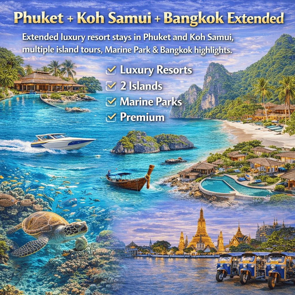 Phuket Koh Samui Bangkok Extended 7N8D - Phi Phi Islands Ang Thong Marine Park Grand Palace Thailand