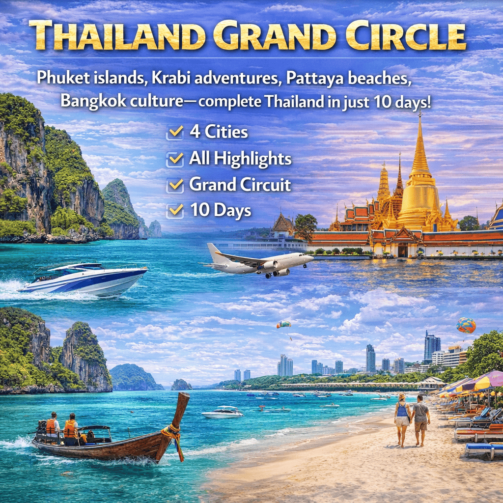 Thailand Grand Circle Tour 9N10D - Phuket Krabi Pattaya Bangkok Complete Thailand Package
