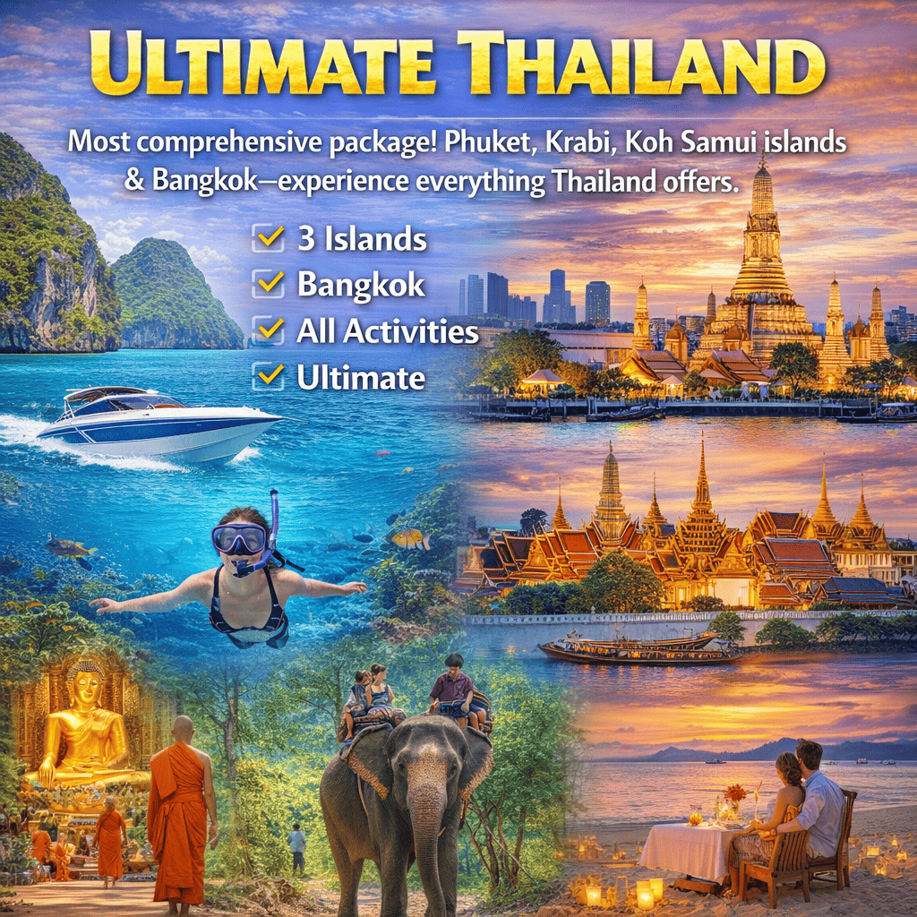 Ultimate Thailand Tour - Phuket Krabi Koh Samui Bangkok 3 Islands Complete Experience
