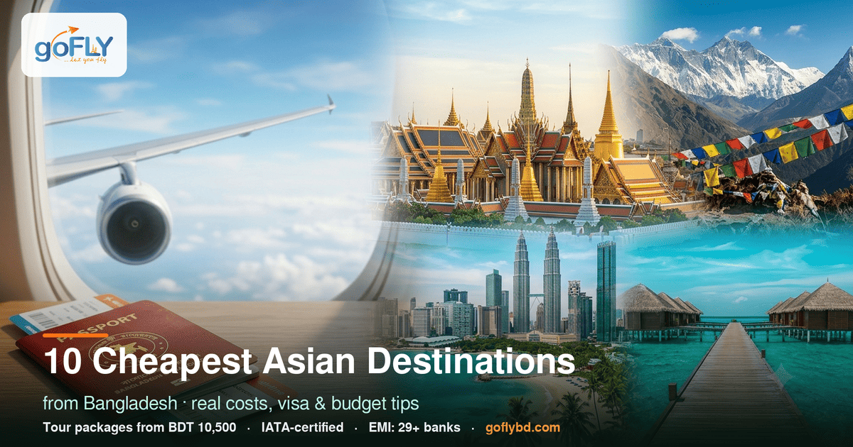 10 cheapest Asian destinations from Bangladesh — goFLY budget travel guide featuring Thailand, Nepal, Malaysia and Maldives